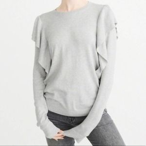 Abercrombie Gray Ruffle Sleeve Sweater Size Small